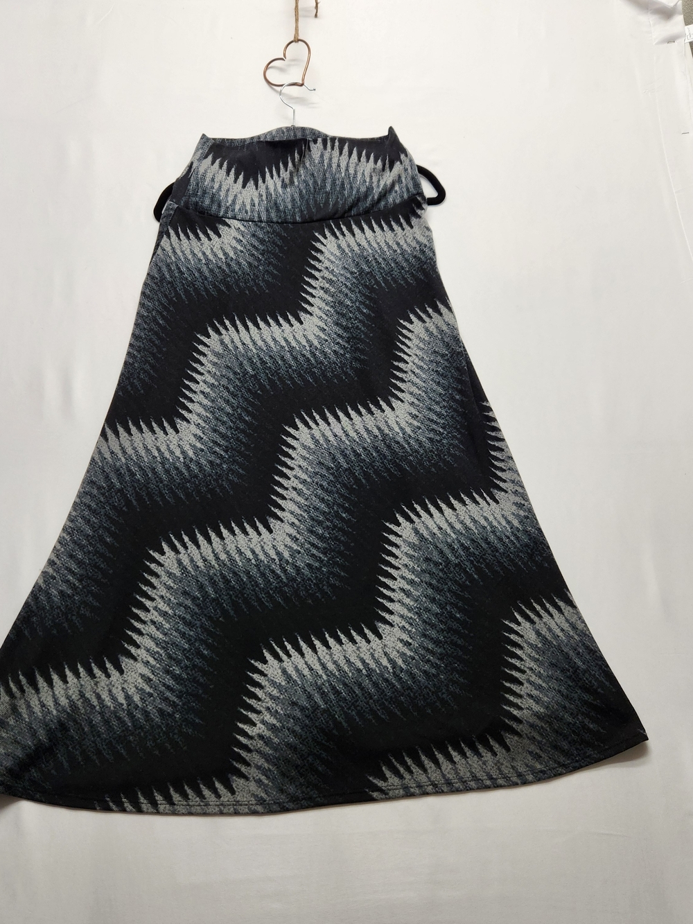 ⭐️Hayley Matthews Chevron Maxi Skirt S Gray Black Zig Zag A-Line High Waist